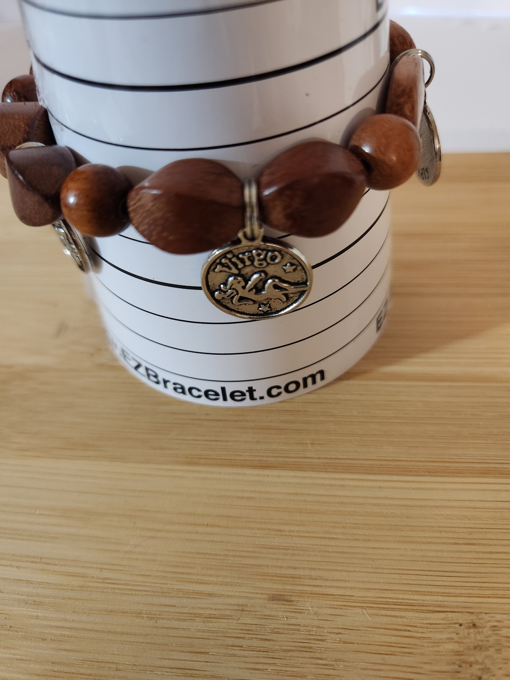 Reserved For topchef1 Wood Bead Zodiac Charm Bracelet - Brown - Picture 6 of 9